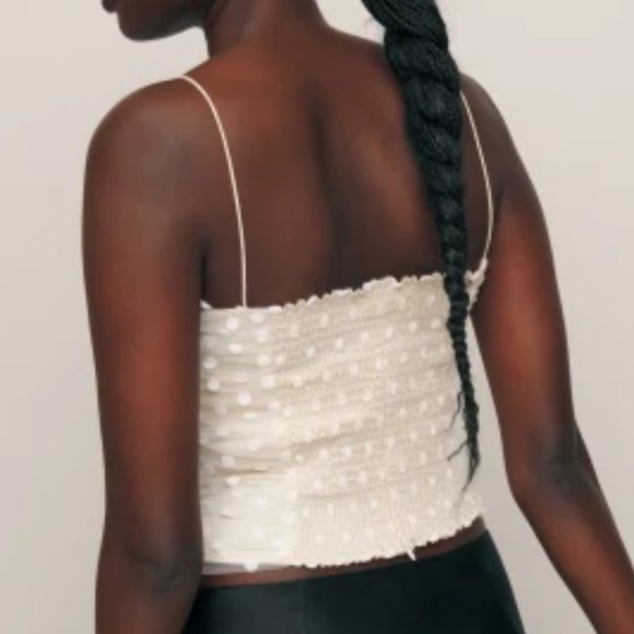 NWT Reformation Amber Top in White Polka Dots Sleeveless - Picture 3 of 8